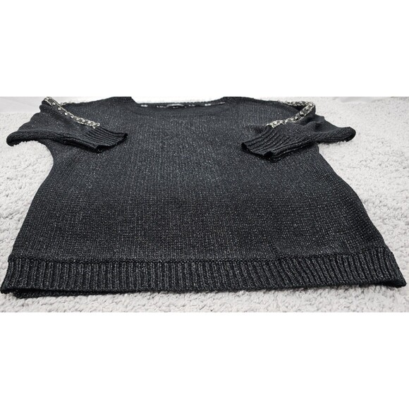 Miss Me Womens Sweater Glam Fairy Goth Y2K Metallic Studded Spikes Charcoal Sz L - Picture 11 of 15